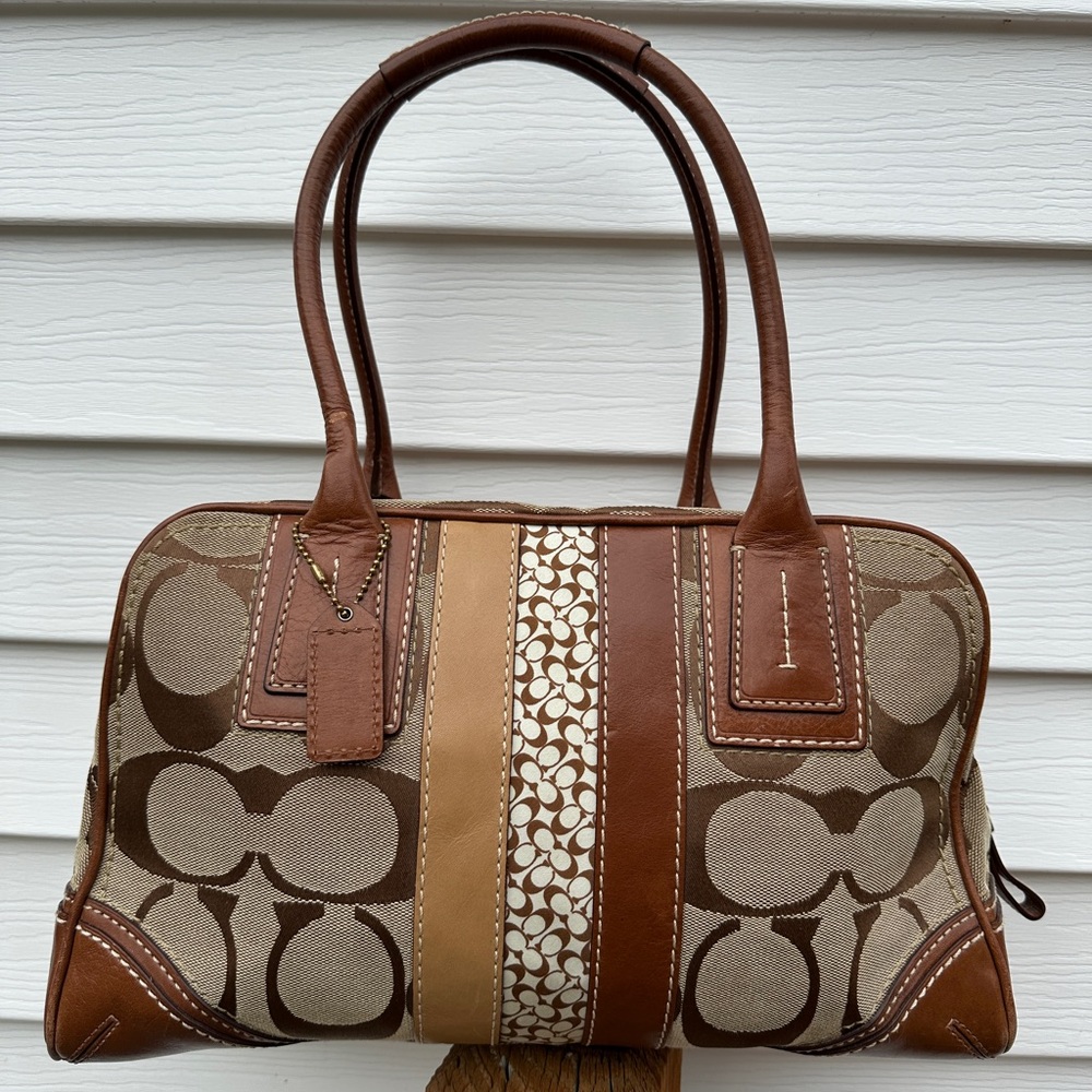 COACH Authentic Signature C Brown Satchel